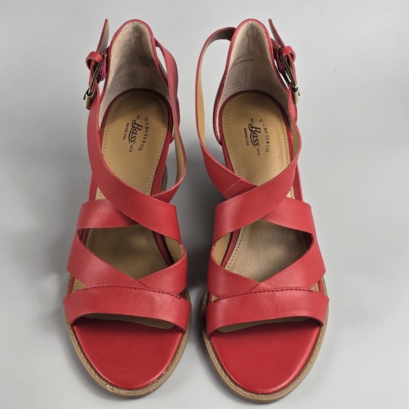 Bass Women’s Red Wedge Strappy Sandals Size 8M - Picture 3 of 8